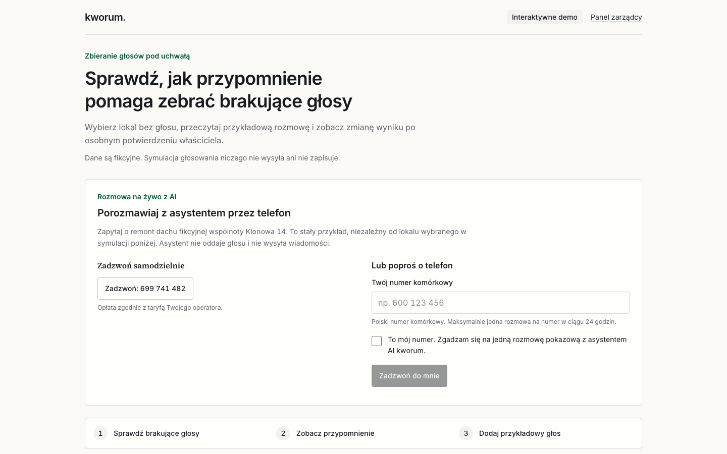 Demo kworum: zbieranie głosów pod uchwałą